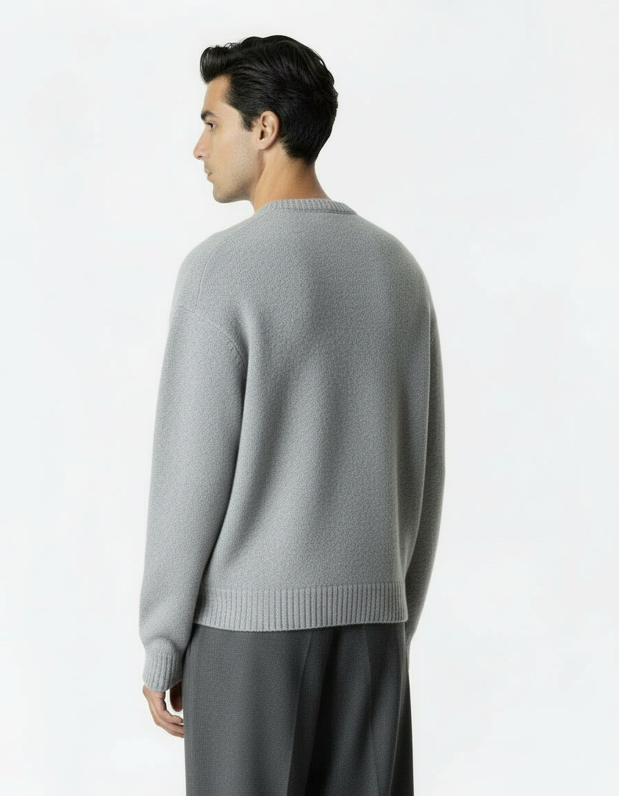 Mono V-Neck Brushed Cardigan | Grey