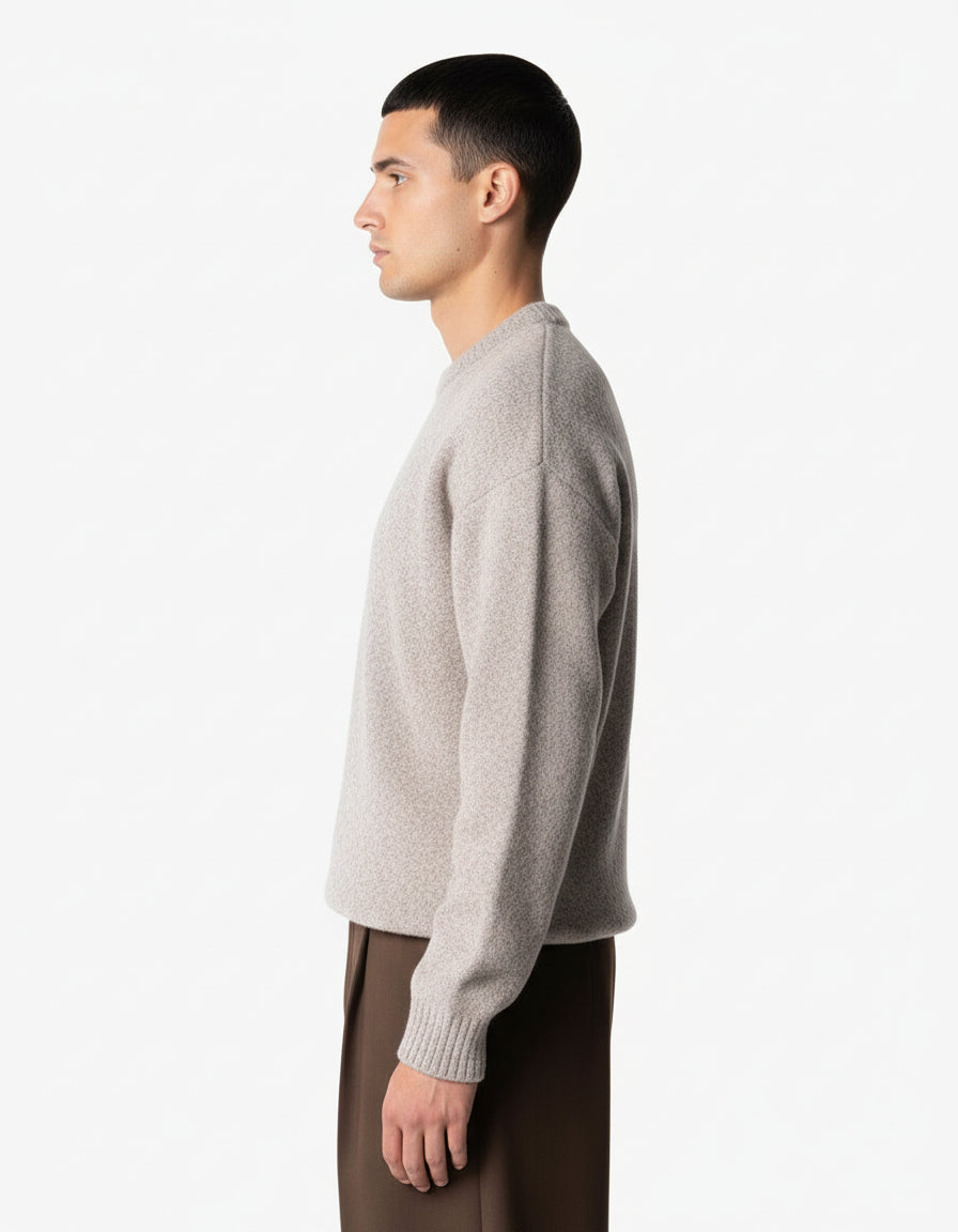 Lino Wool-Blend Brushed Sweater | Light Brown Melee