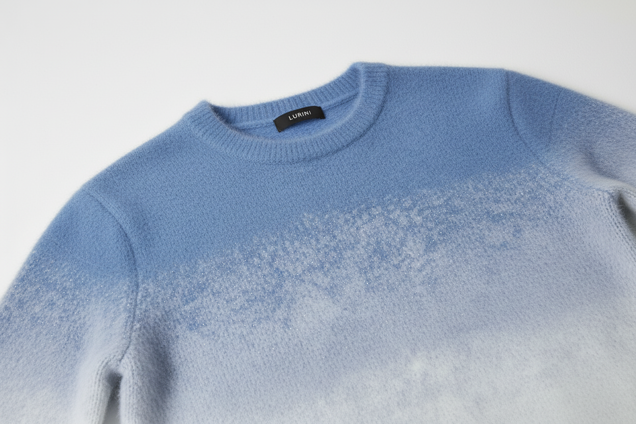 Lino Wool-Blend Brushed Sweater Blue