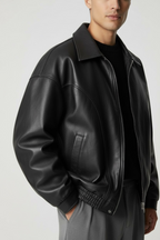 Simon Leather Jacket Black