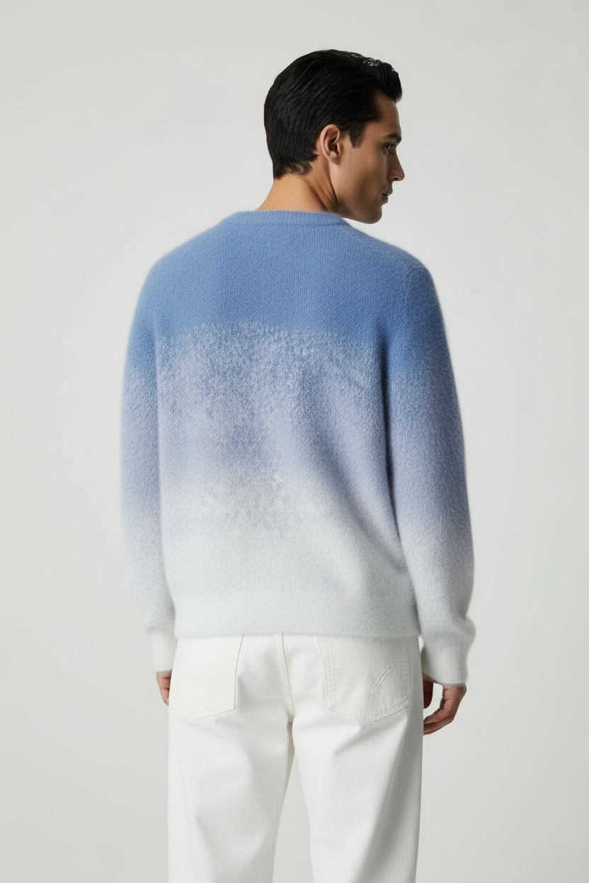 Lino Wool-Blend Brushed Sweater Blue