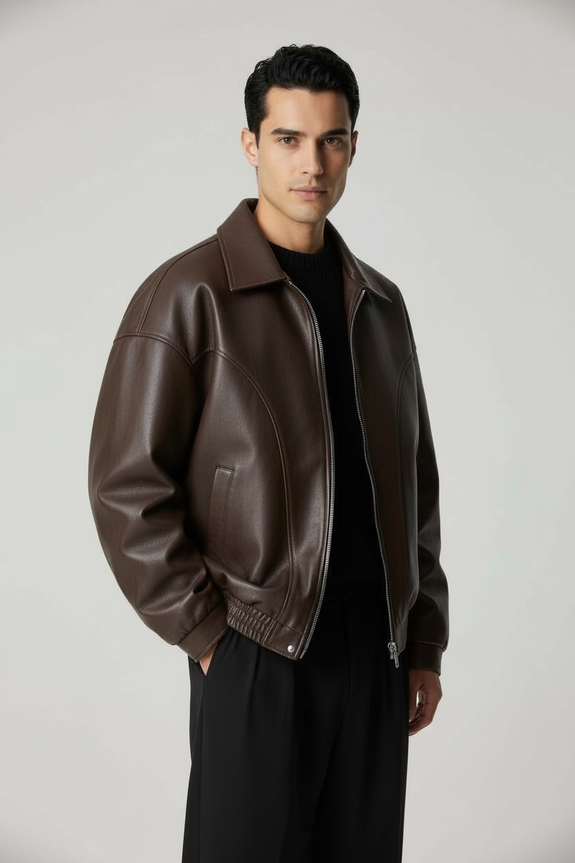 Simon Leather Jacket Brown