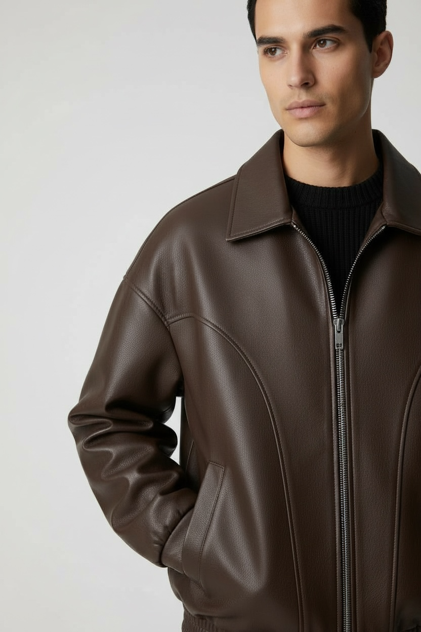 Simon Leather Jacket Brown