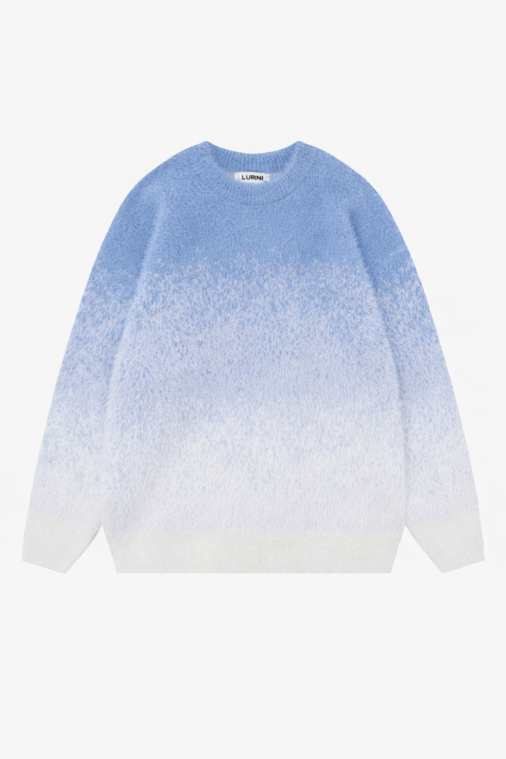 Pull en laine mélangée brossée bleu Lino 