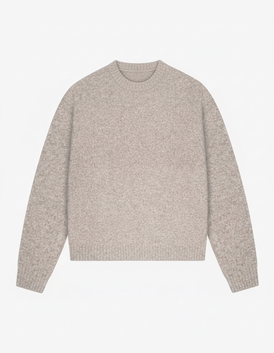 Lino Wool-Blend Brushed Sweater | Light Brown Melee