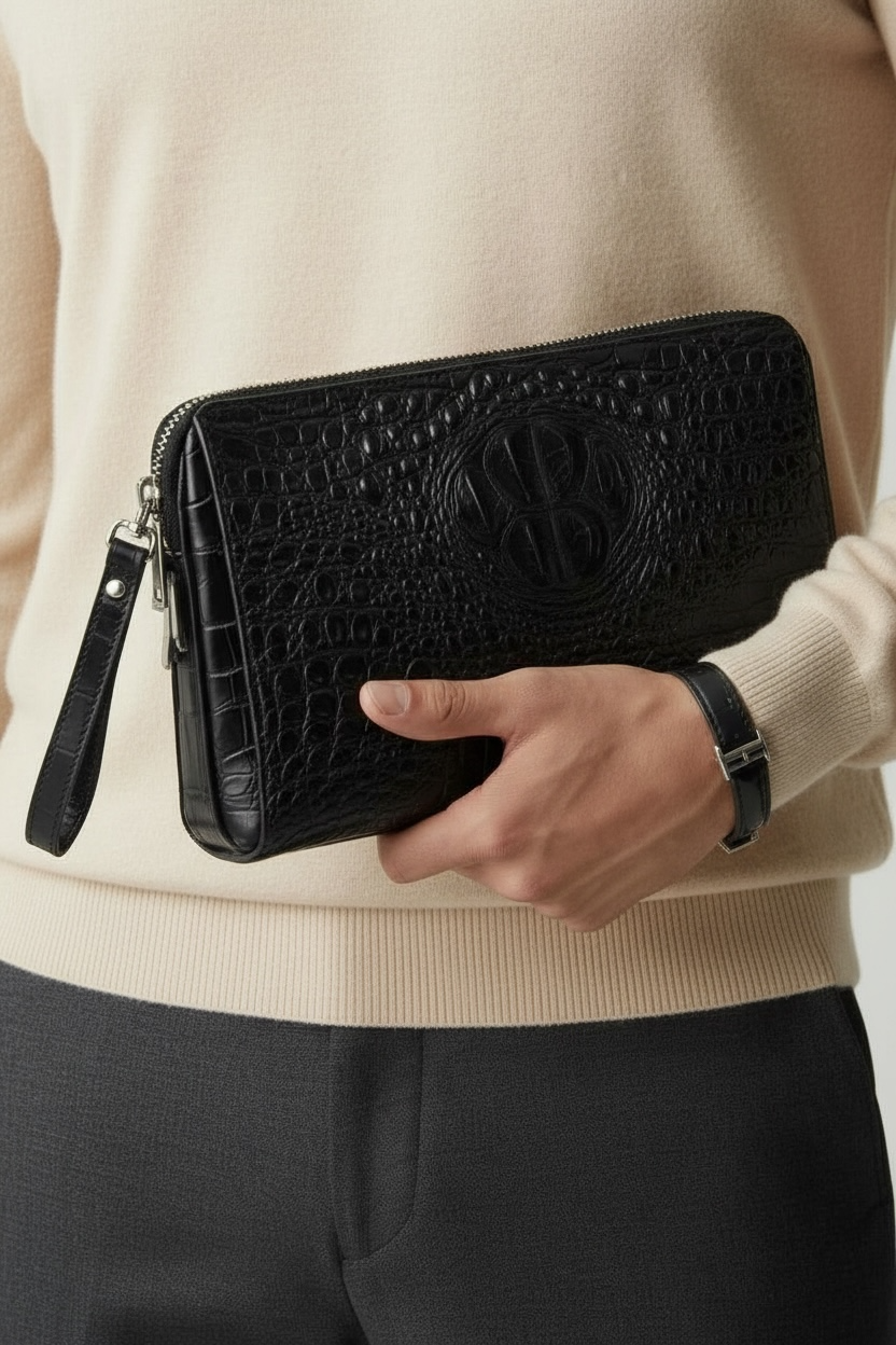 Odor Crocodile Pattern Clutch Bag